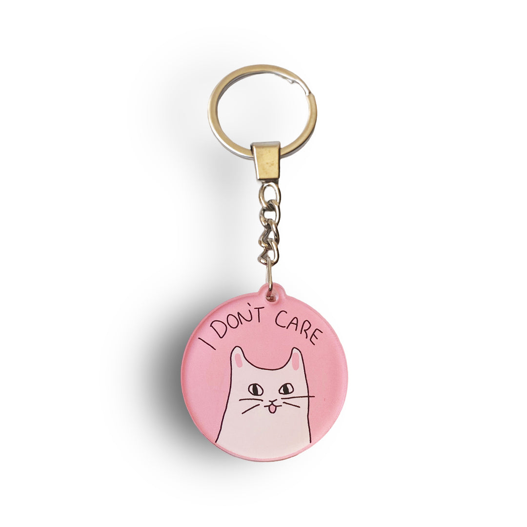 I DON'T CARE ACLYRIC KEYCHAIN