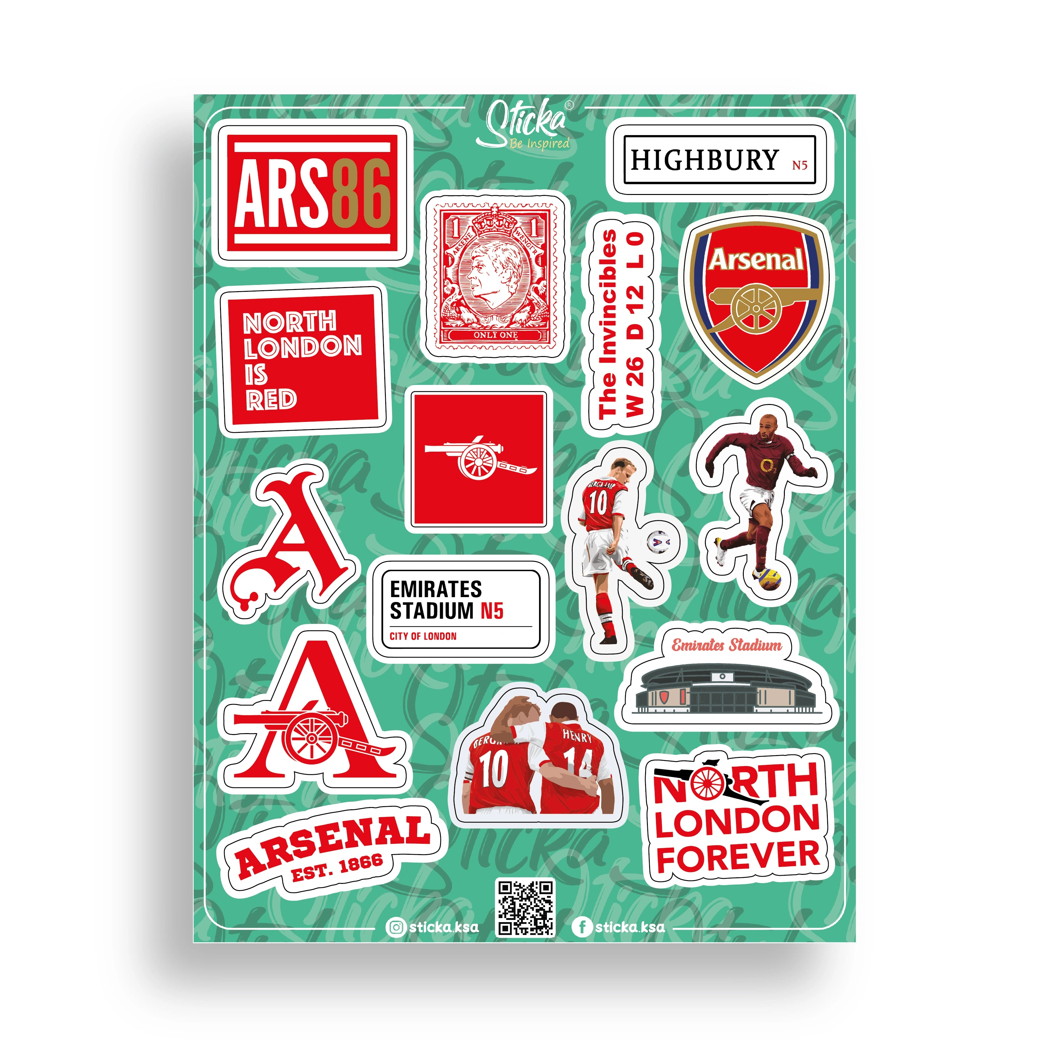 ARSENAL STICKER SHEET