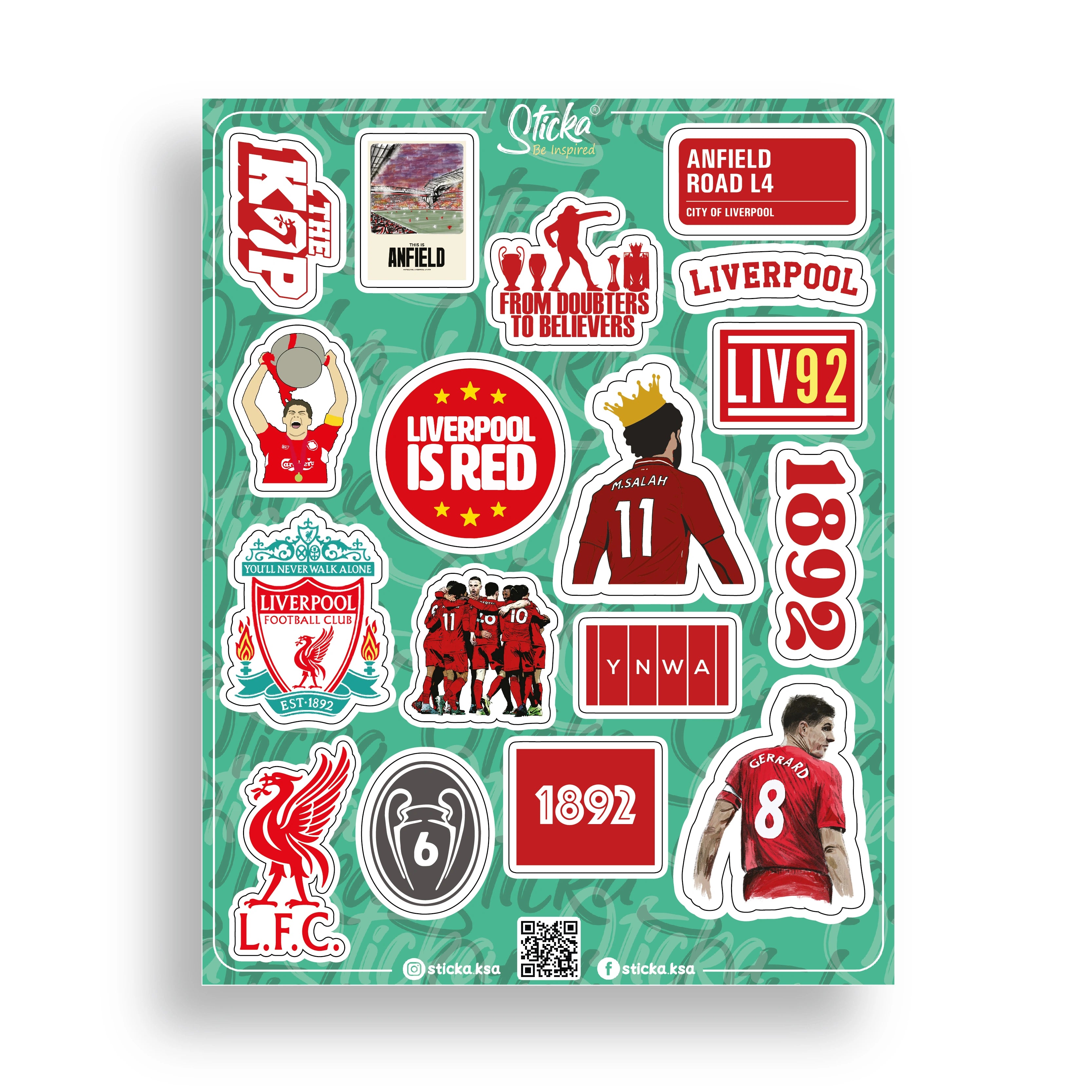 LIVERPOOL FC STICKER SHEET