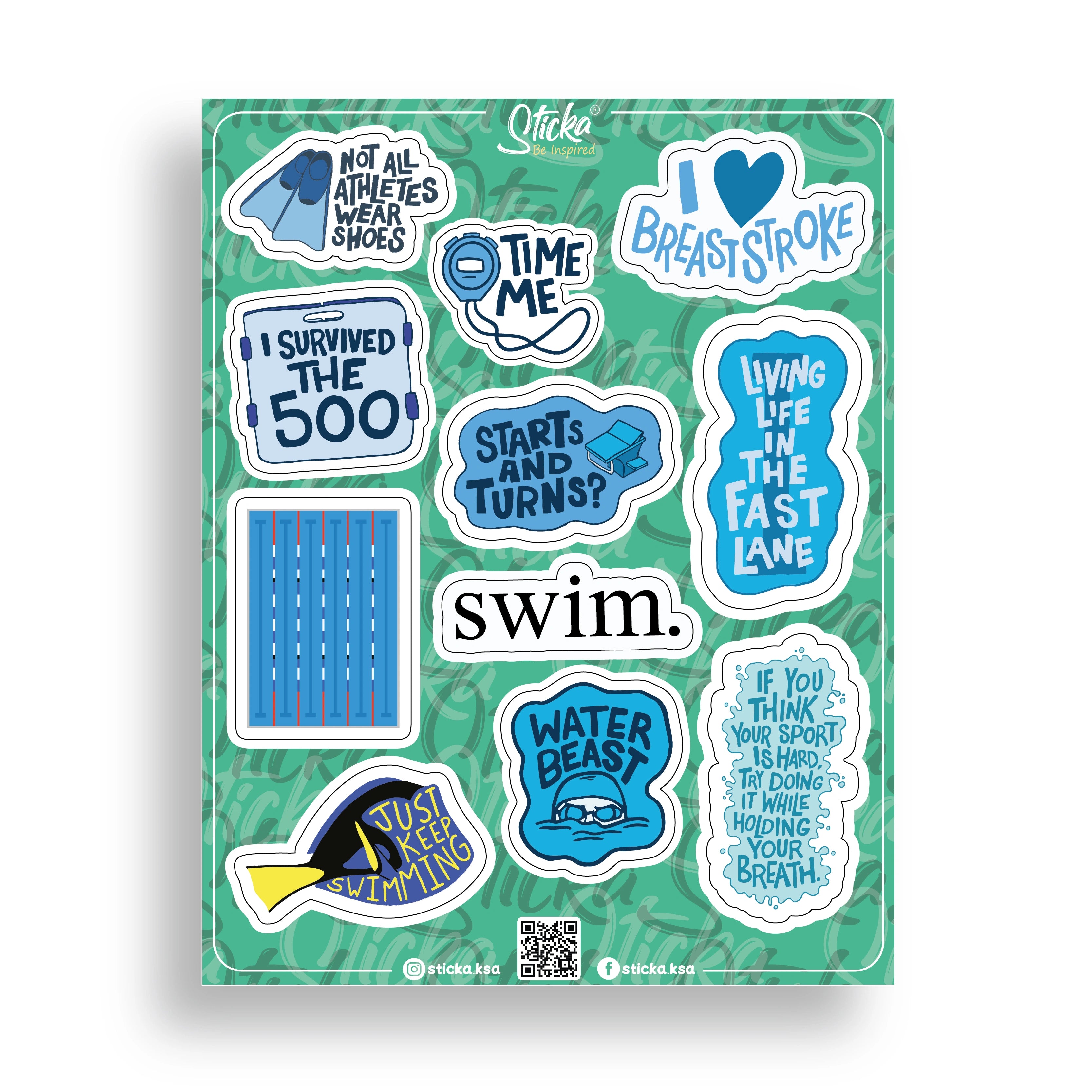 SWIMMING LOVER STICKER SHEET