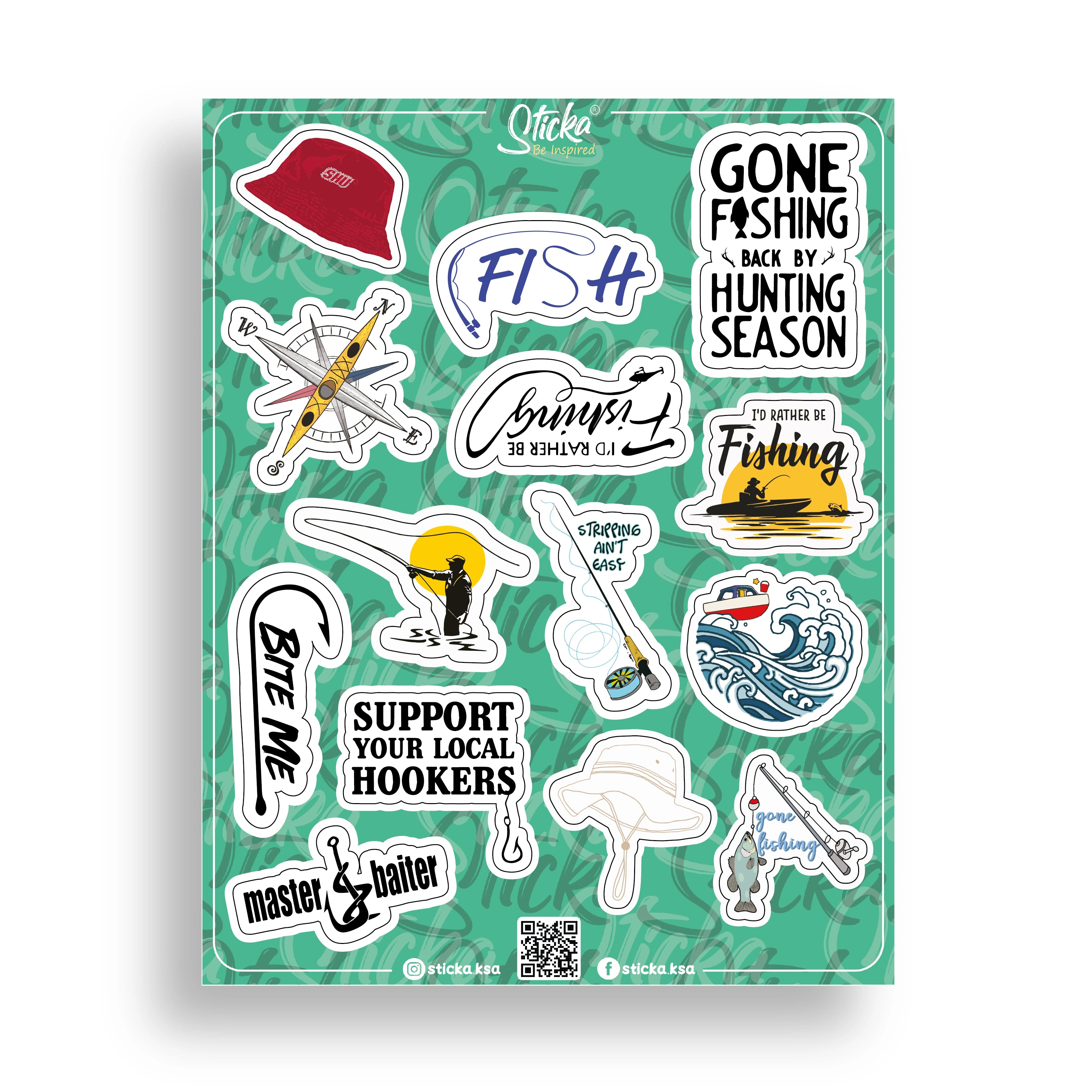 FISHING LOVER STICKER SHEET