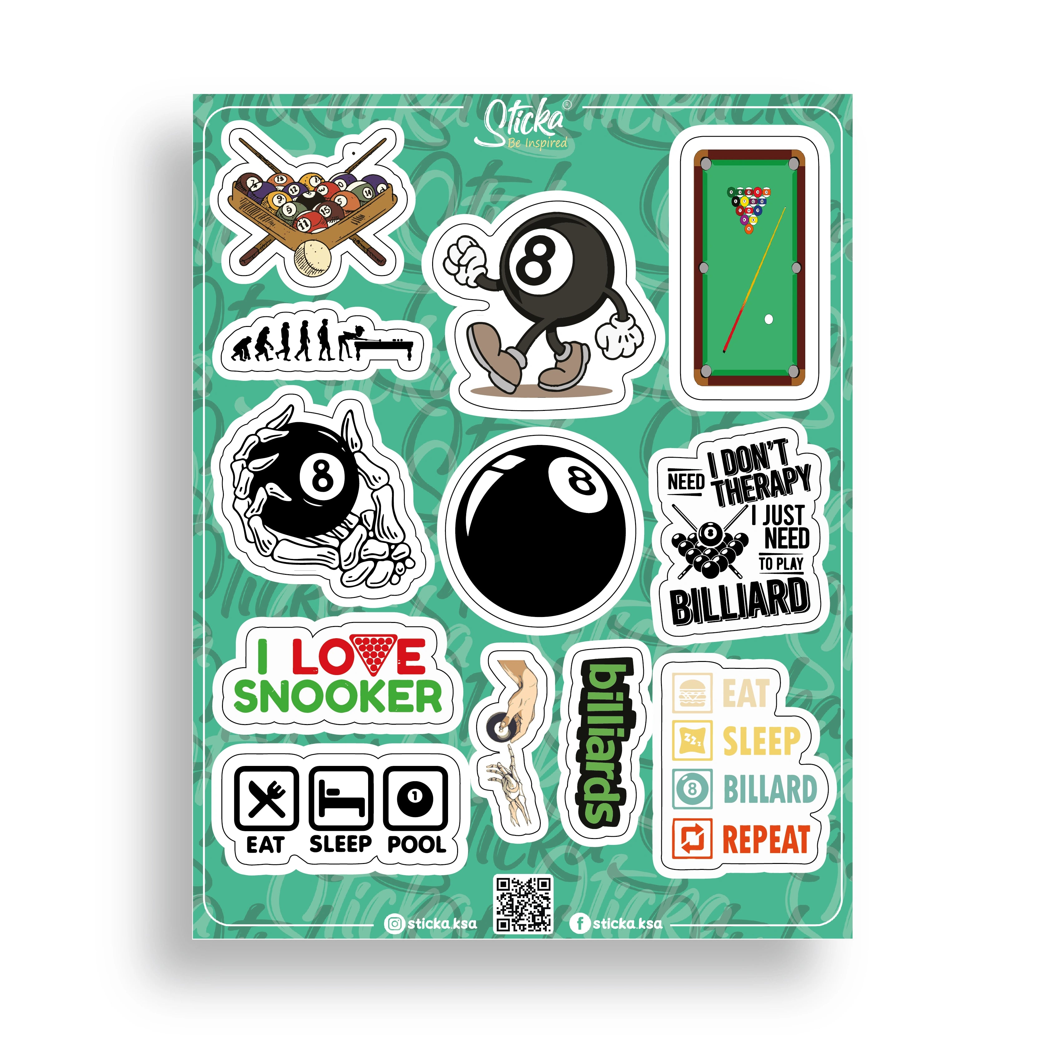 BILLIARD LOVER STICKER SHEET