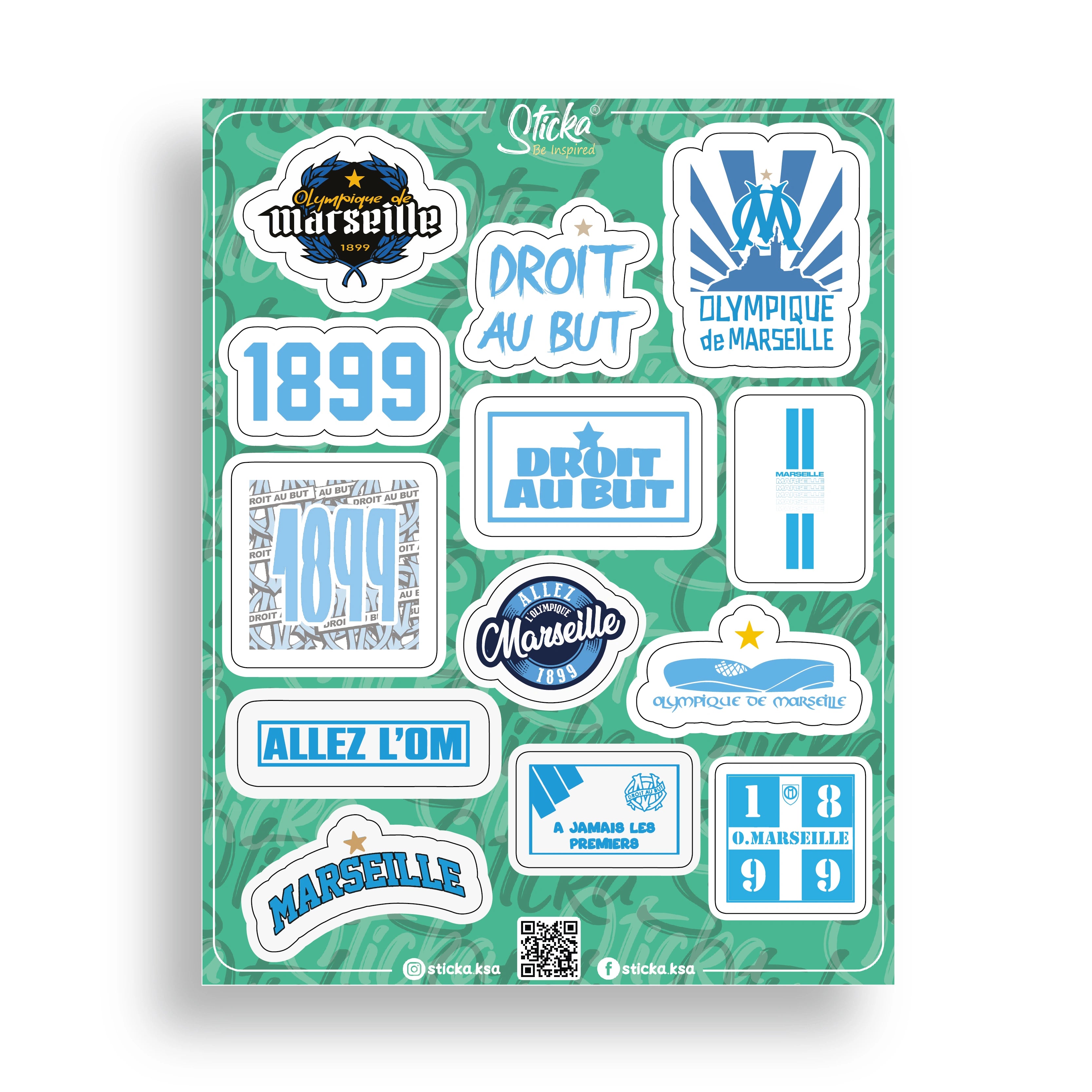 OLYMPIQUE DE MARSEILLE STICKER SHEET