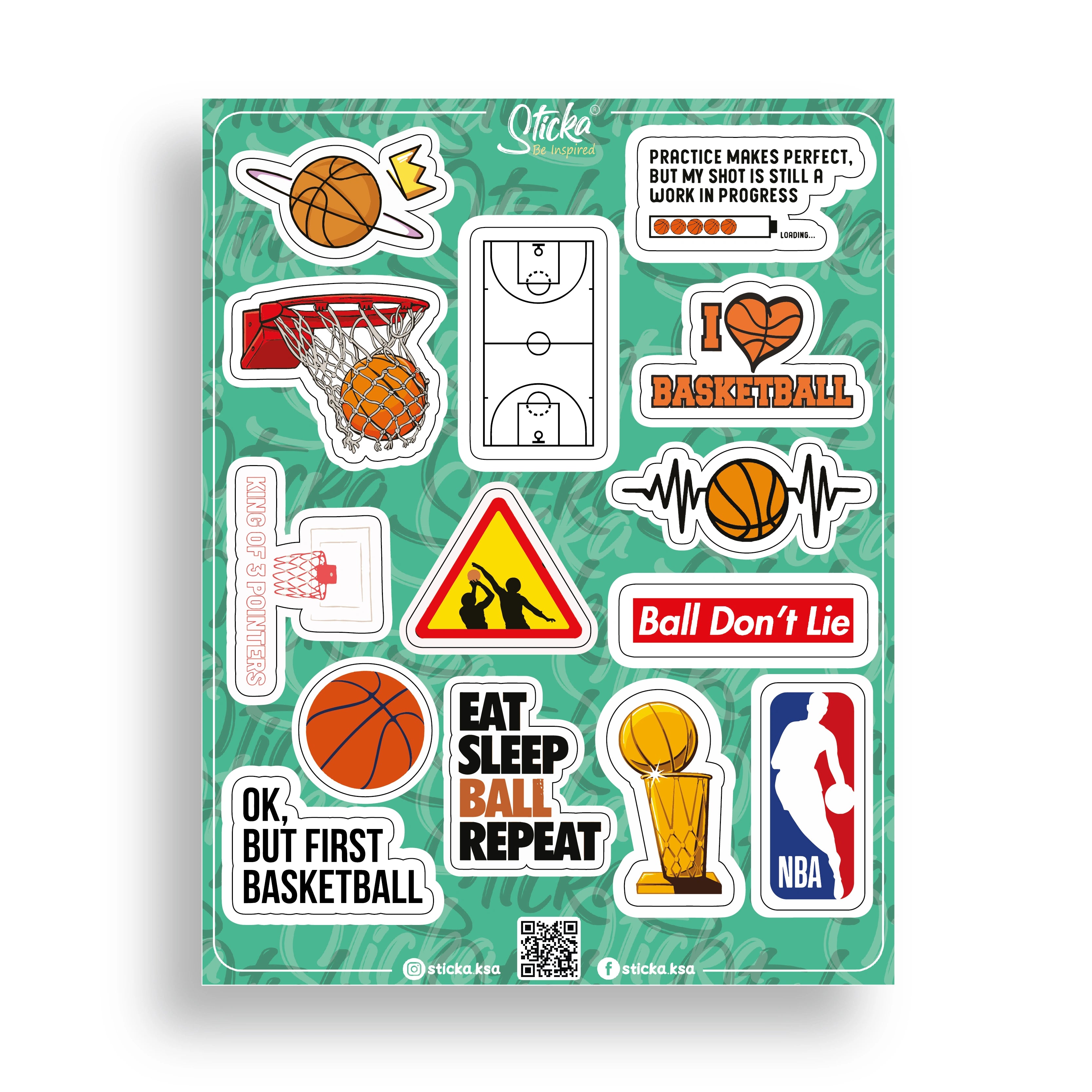 BASKETBALL LOVER STICKER SHEET