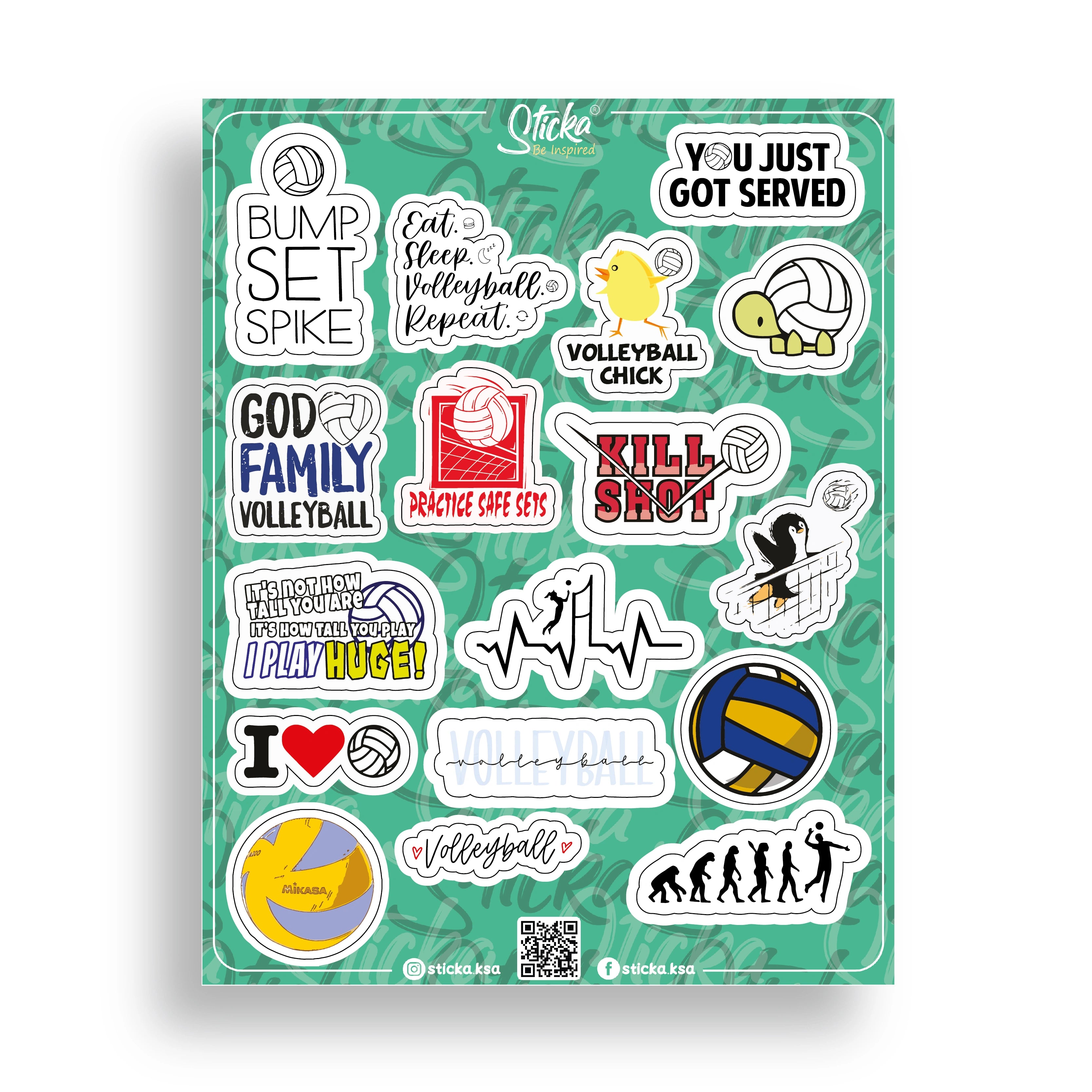 VOLLYBALL LOVER STICKER SHEET