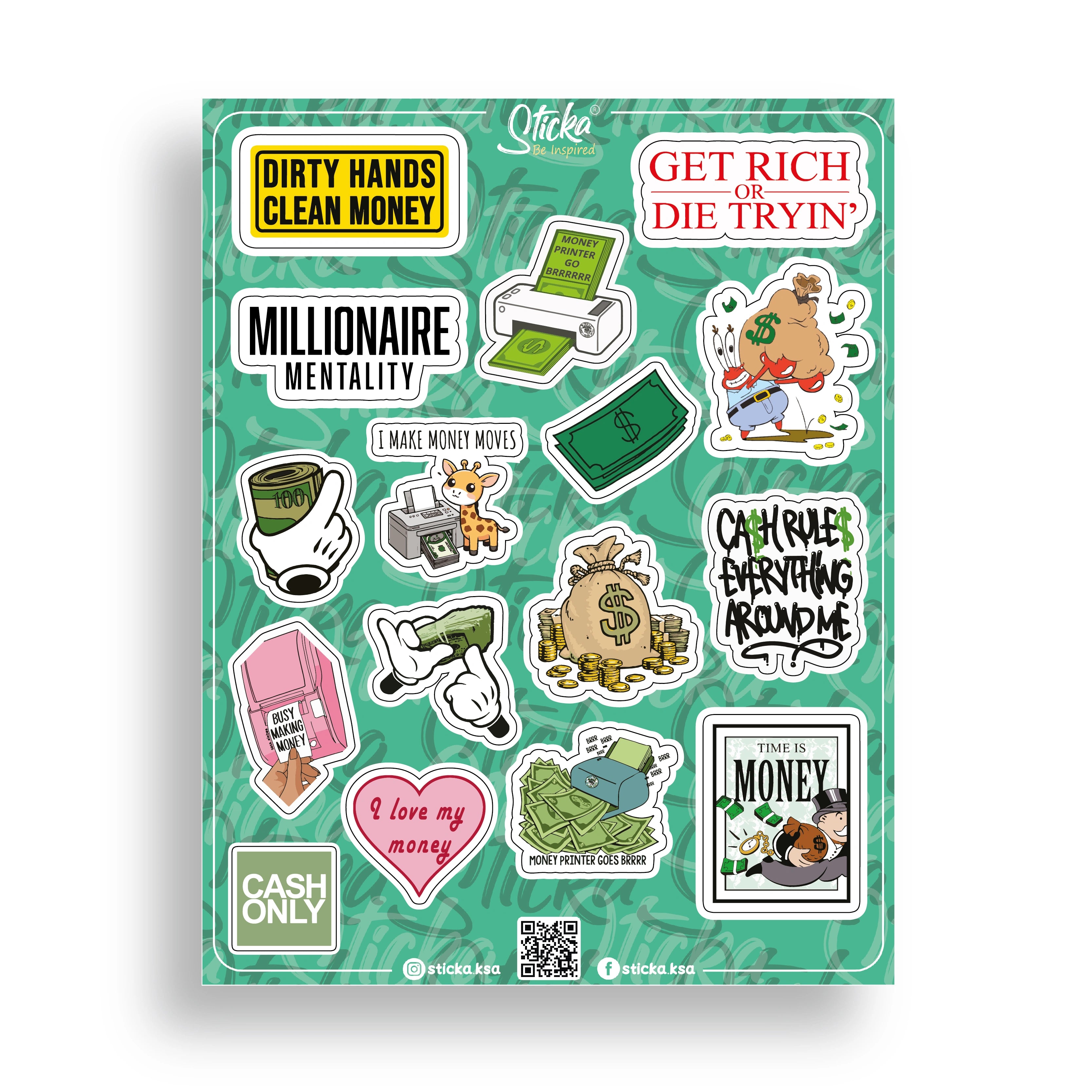 MILLIONAIRE MENTALITY STICKER SHEET