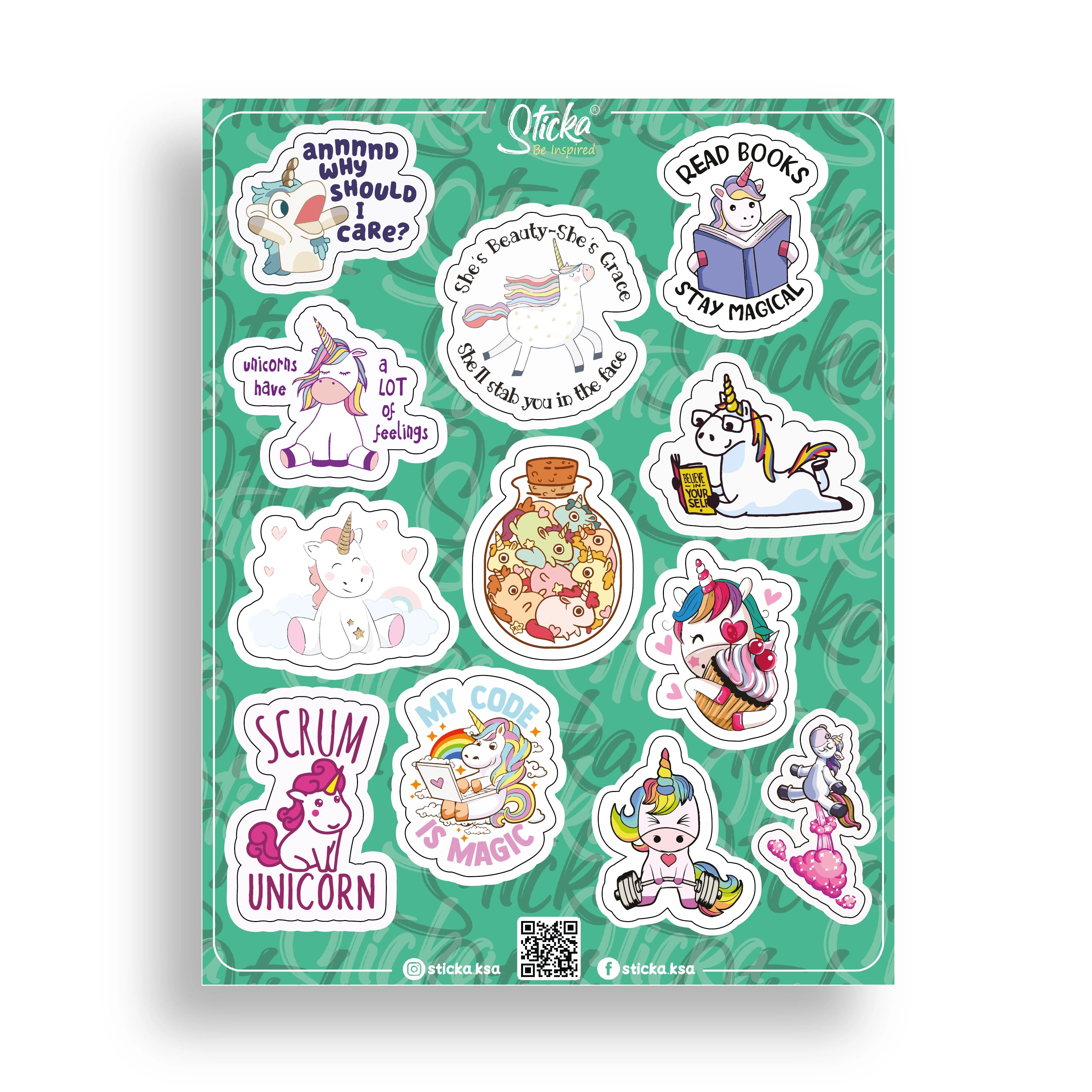 UNICORNS STICKER SHEET